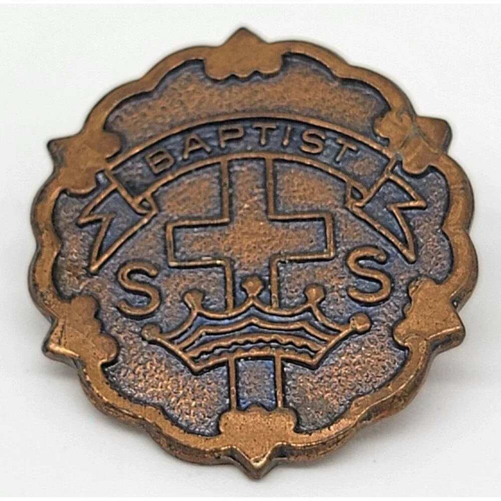 Baptist S.S. Sunday School Pins Lot of 2 Copper Tone Broadman Supplies USA